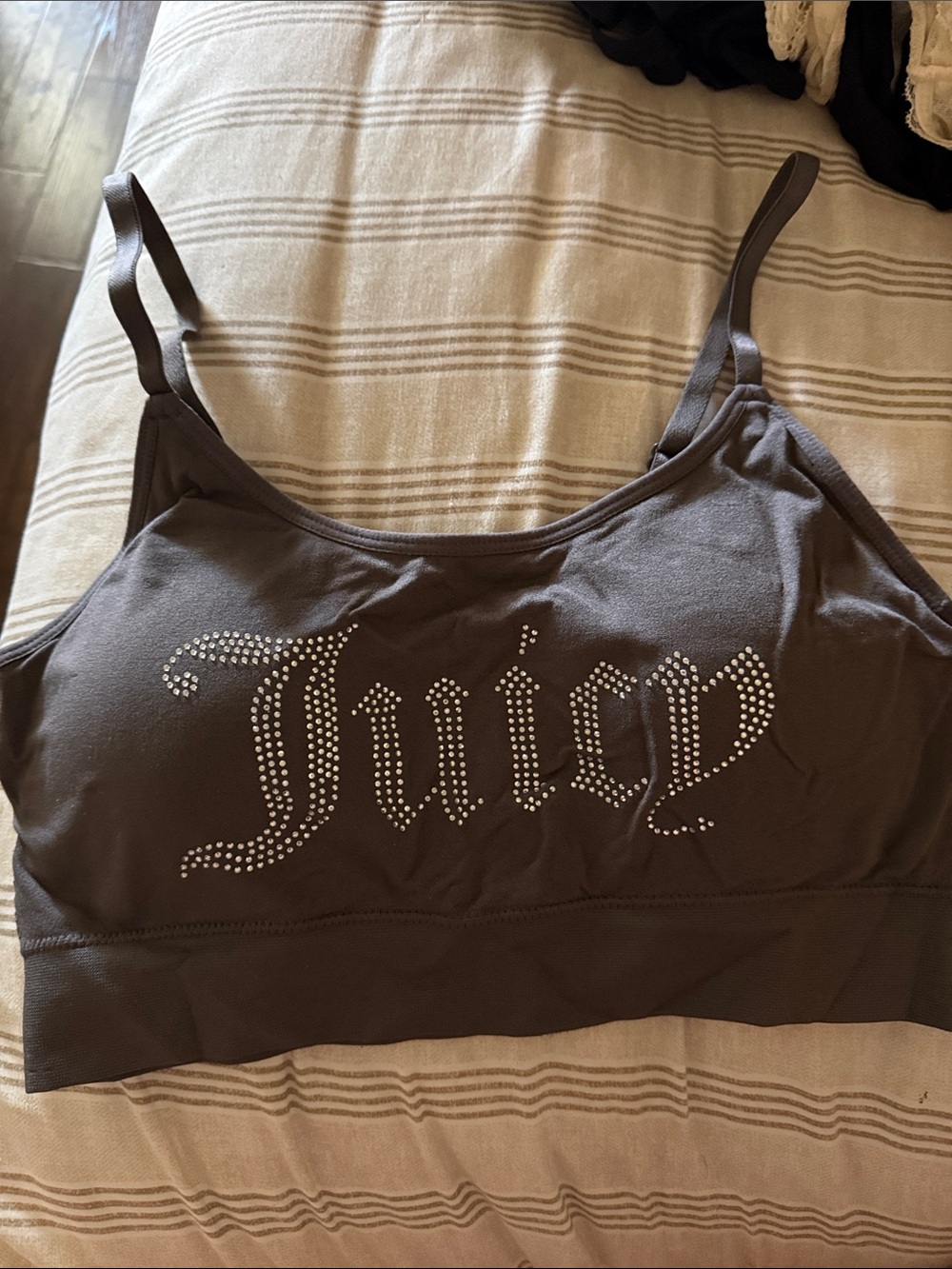 Juicy Couture Brown Rhinestone Logo Bralette Top